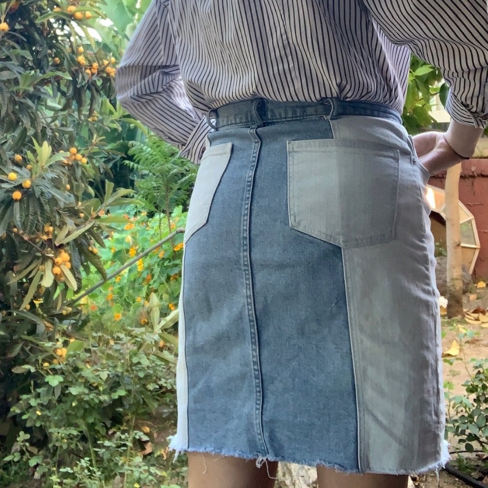 Denim patchwork Gap A Line skirt
